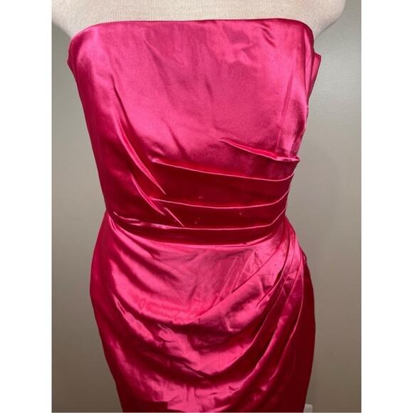SAU LEE Priyanka Ruched Strapless Hot Pink Maxi Dress Size 2 - Picture 5 of 10